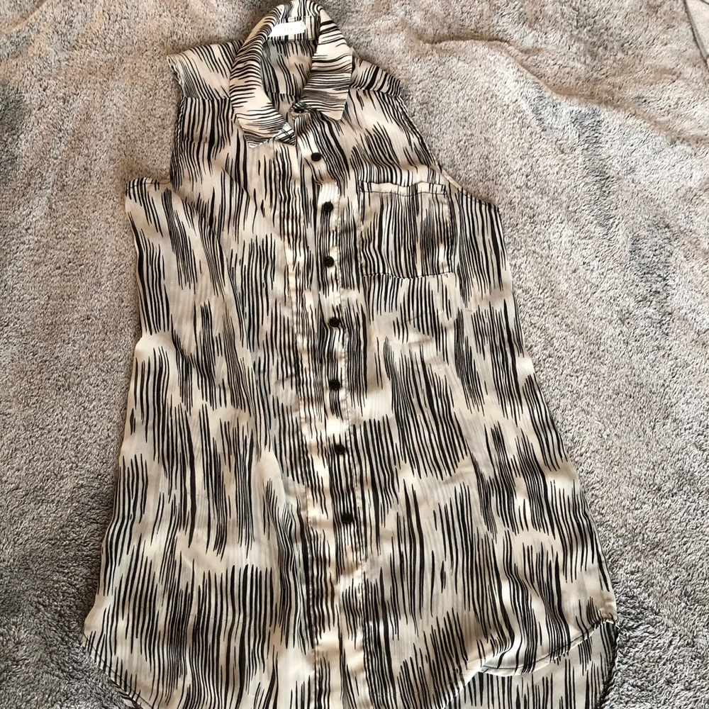 Long Sheer Sleeveless buttondown